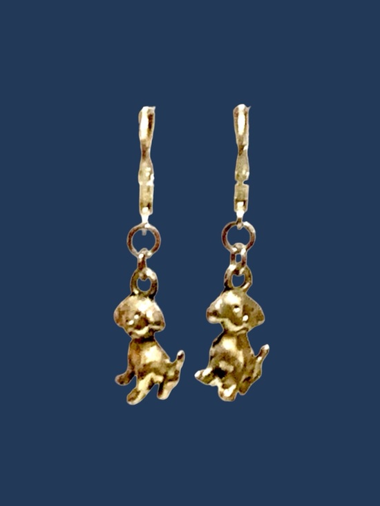 Alaska wild Rose designs￼ Jewelry - Silver-tone Dog Charm Drop Earrings - Cute Canine Dangle